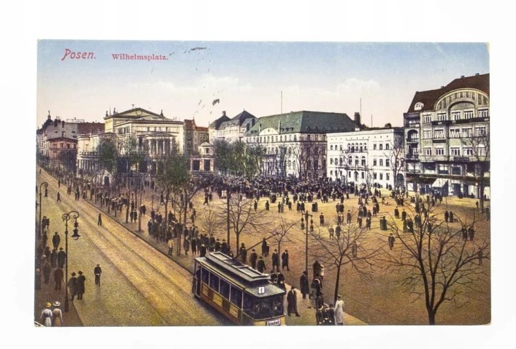 POZNAŃ - PLAC WOLNOŚCI, TRAMWAJ, FELDPOST 1914