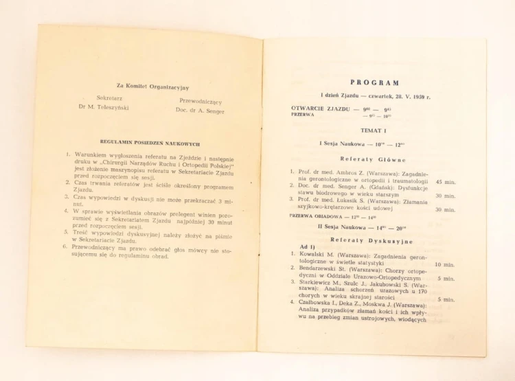 STARY PROGRAM XIII ZJAZD NAUKOWY GDAŃSK 1959