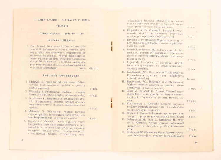 STARY PROGRAM XIII ZJAZD NAUKOWY GDAŃSK 1959