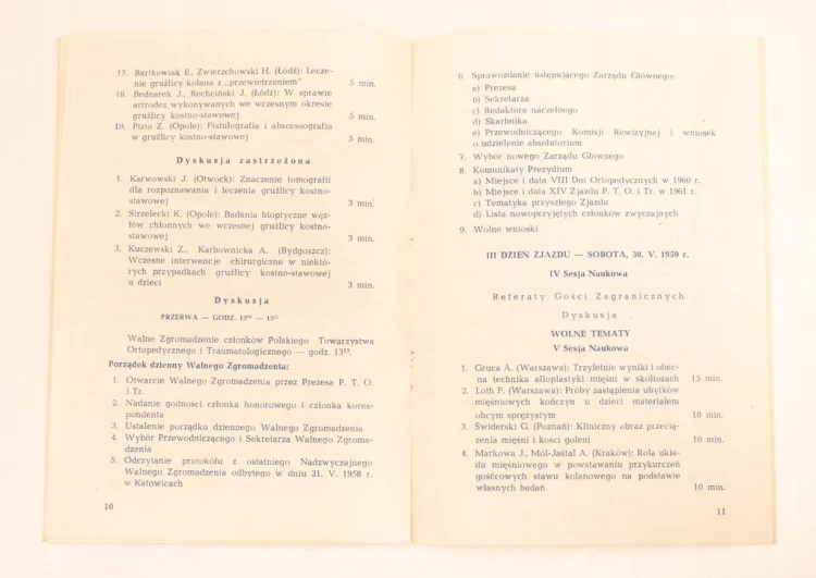 STARY PROGRAM XIII ZJAZD NAUKOWY GDAŃSK 1959