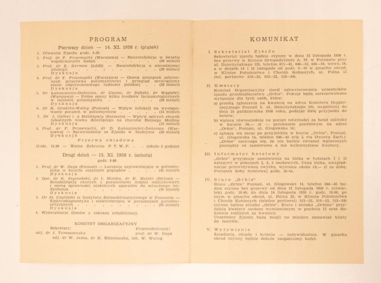 I ZJAZD POL. TOW. DO WALKI Z POLIOMYELITEM 1958