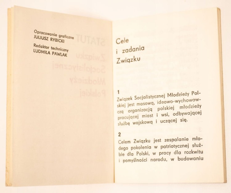 KSIĄŻKA STATUT ZSMP WARSZAWA 1977