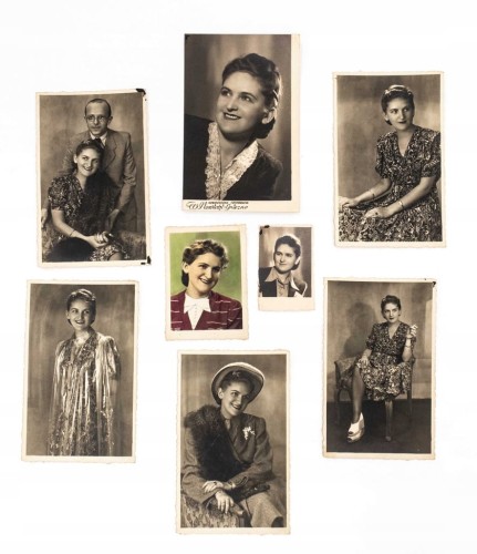 ZESTAW STARYCH FOTOGRAFII - MŁODA KOBIETA, WARSZAWA / GNIEZNO II RP