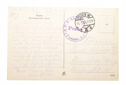 POZNAŃ - WIEŻA GÓRNOŚLĄSKA, FELDPOST 1916