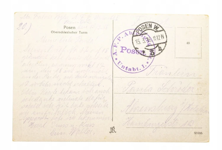 POZNAŃ - WIEŻA GÓRNOŚLĄSKA, FELDPOST 1916