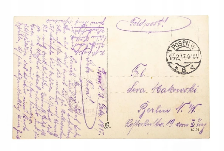 POZNAŃ - PLAC WOLNOŚCI, TRAMWAJ, FELDPOST 1917