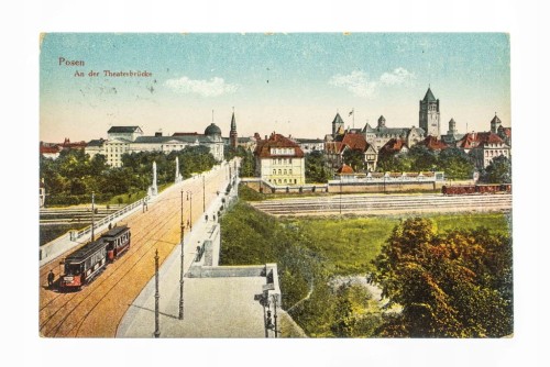 POZNAŃ - MOST TEATRALNY, TRAMWAJ, FELDPOST 1916