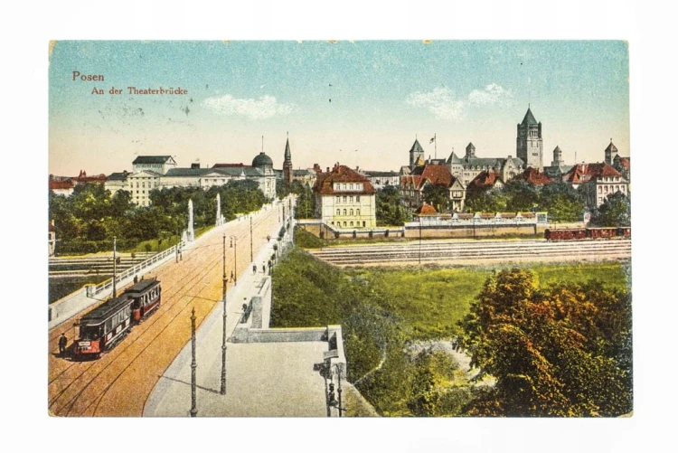POZNAŃ - MOST TEATRALNY, TRAMWAJ, FELDPOST 1916