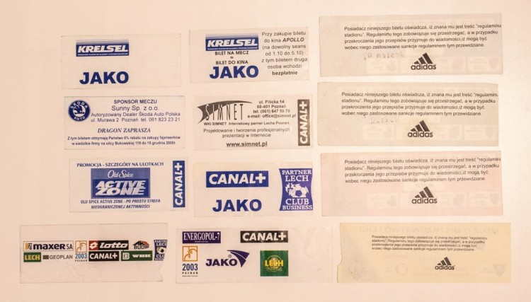 ZESTAW 12 BILETÓW MECZOWYCH KKS LECH P-Ń 1997-2003