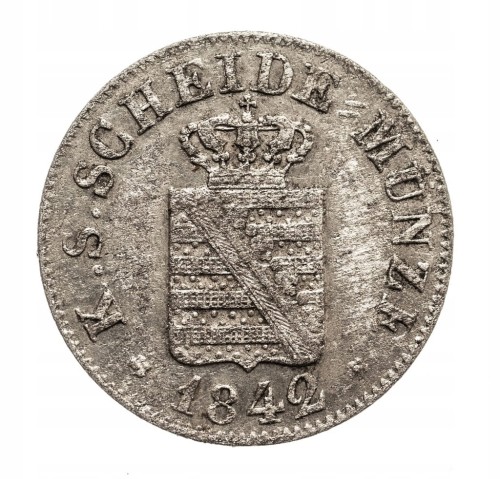 SAKSONIA 1/2 GROSZA 1842 ROK SREBRO st.3