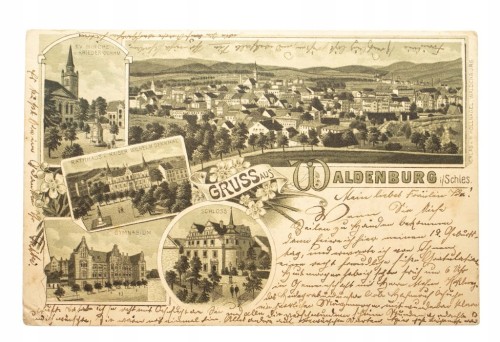 WAŁBRZYCH - SZKOŁA, RATUSZ, KOŚCIÓŁ, PANORAMA 1899