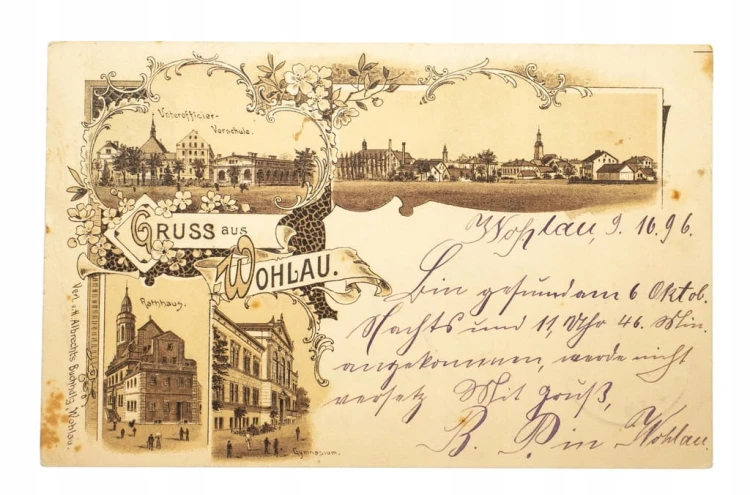 WOŁÓW - PANORAMA, RATUSZ, SZKOŁA 1896