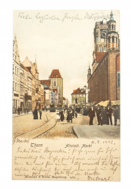 TORUŃ - RYNEK, RATUSZ, TRAMWAJ 1902