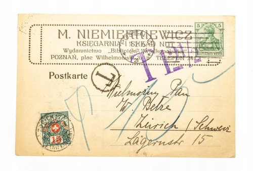 POZNAŃ - NIEMIERKIEWICZ KSIĘGARNIA, SKŁAD NUT 1916