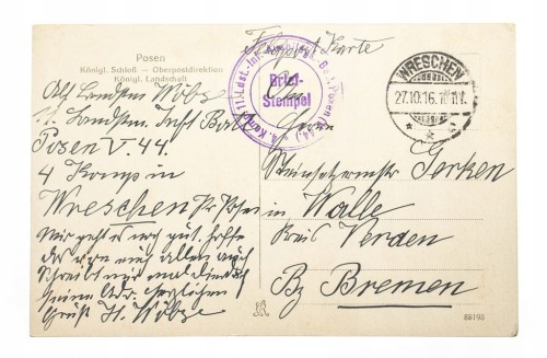 POZNAŃ - ZAMEK CESARSKI, FELDPOST 1916