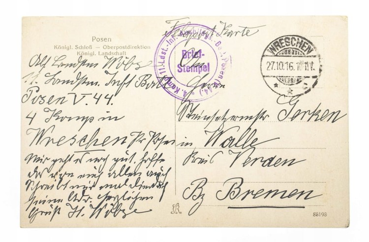 POZNAŃ - ZAMEK CESARSKI, FELDPOST 1916