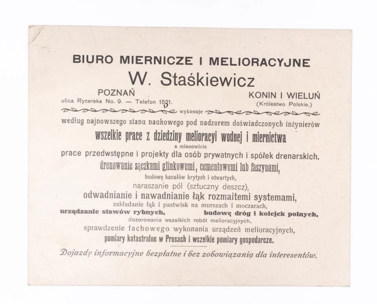STARA REKLAMA - BIURO MIERNICZE W. STAŚKIEWICZ, POZNAŃ / KONIN / WIELUŃ