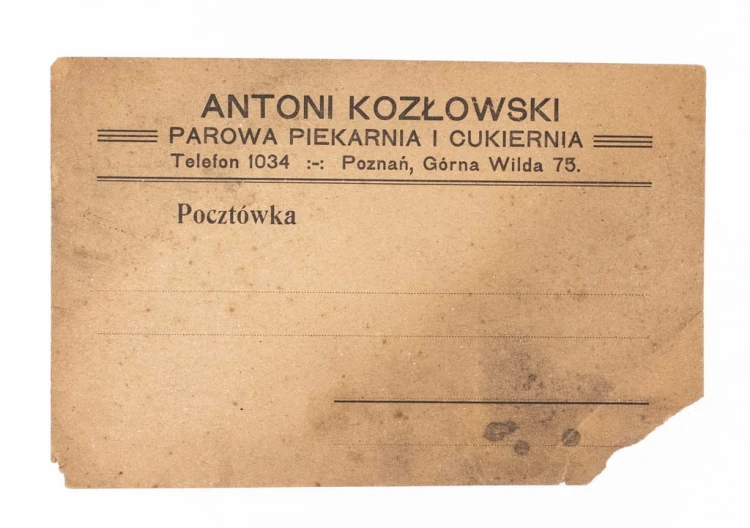 STARA POCZTÓWKA - ANTONI KOZŁOWSKI, PAROWA PIEKARNIA I CUKIERNIA, POZNAŃ