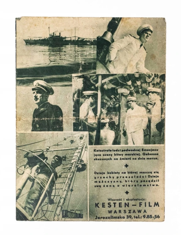 STARA REKLAMA - KINO, FILM KREW NA MORZU, WARSZAWA l. 30/40
