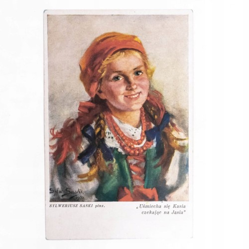 STARA POCZTÓWKA - PORTRET CHŁOPKI SYLWERIUSZ SASKI II RP