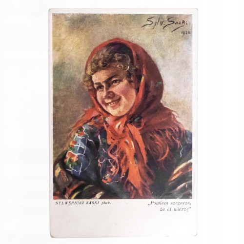 STARA POCZTÓWKA - PORTRET CHŁOPKI SYLWERIUSZ SASKI II RP