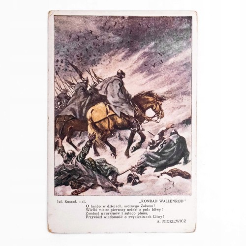 STARA POCZTÓWKA - KONRAD WALLENROD JULIUSZ KOSSAK ADAM MICKIEWICZ II RP