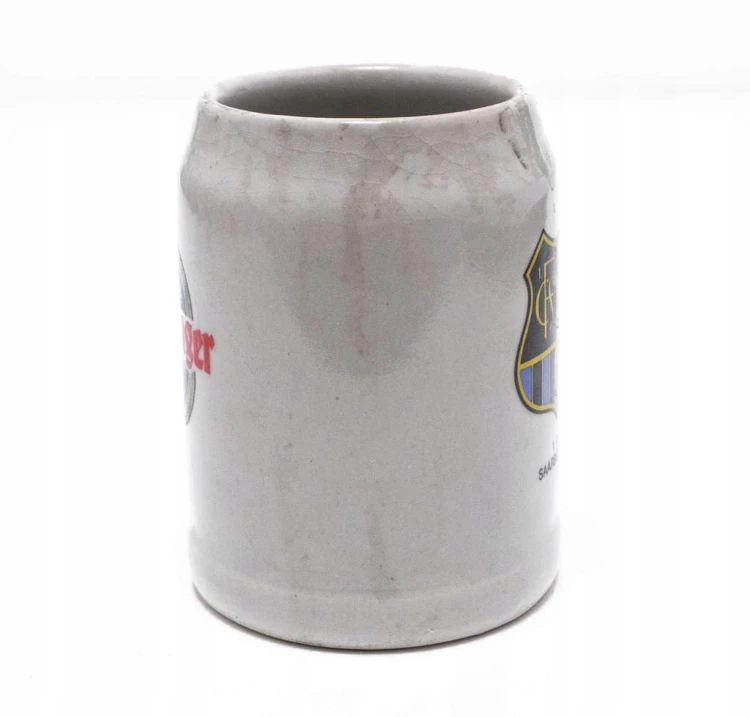 STARY CERAMICZNY KUFEL - PIWO HENNINGER, FC SAARBRUCKEN, NIEMCY