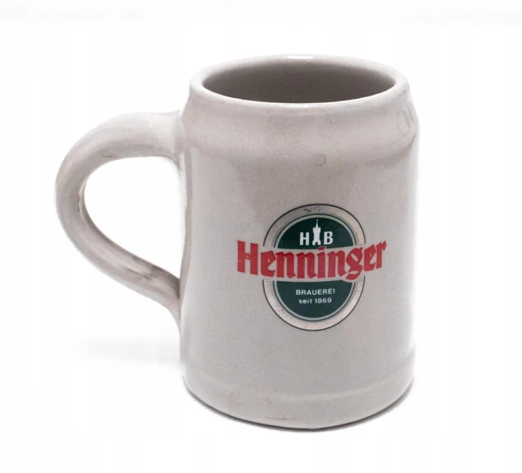 STARY CERAMICZNY KUFEL - PIWO HENNINGER, SV WALDHOF MANNHEIM, NIEMCY