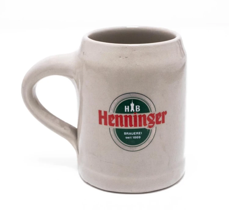 STARY CERAMICZNY KUFEL - PIWO HENNINGER, 1. FC NURNBERG, NIEMCY
