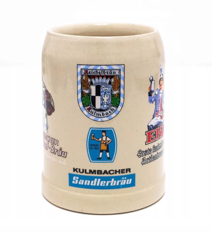 STARY CERAMICZNY KUFEL - PIWO KULMBACHER, NIEMCY