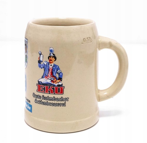 STARY CERAMICZNY KUFEL - PIWO KULMBACHER, NIEMCY