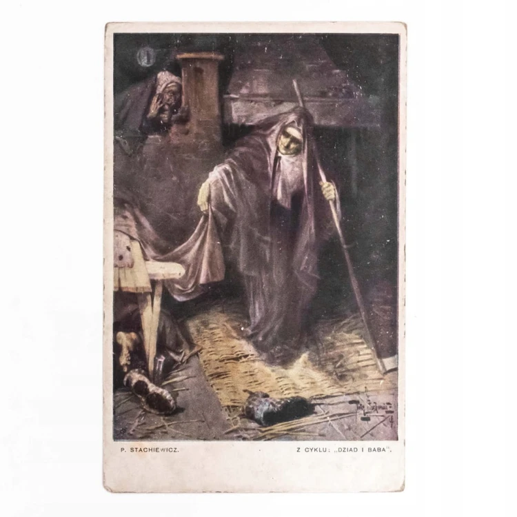 STARA POCZTÓWKA - DZIAD I BABA PIOTR STACHIEWICZ 1912