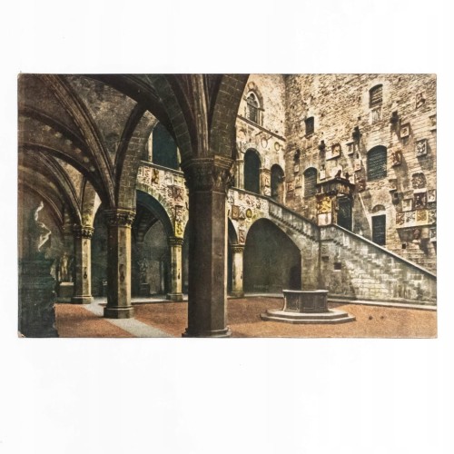 STARA POCZTÓWKA - DZIEDZINIEC PALAZZO DEL BARGELLO FLORENCJA / KRAKÓW 1912