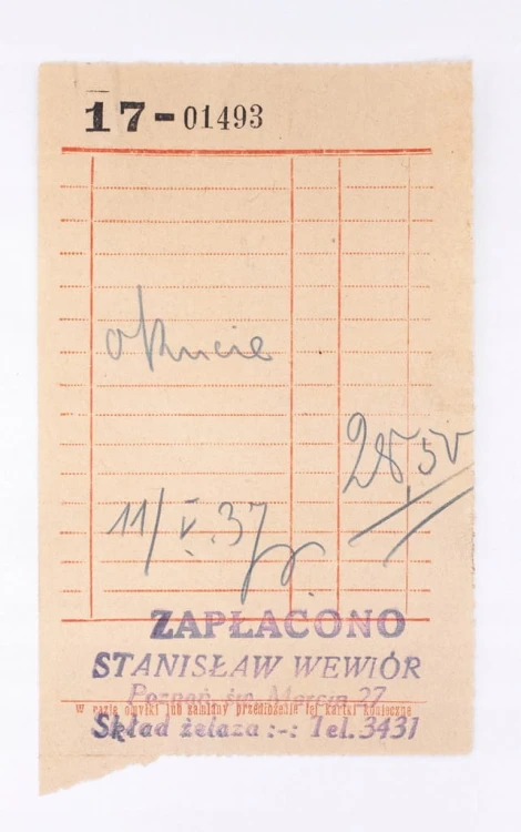 STARY RACHUNEK - SKŁAD ŻELAZA STANISŁAW WEWIÓR, POZNAŃ 1937