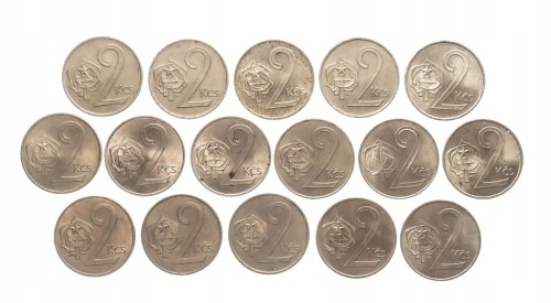Czechosłowacja, zestaw monet obiegowych, 2 korony 1972-1991
