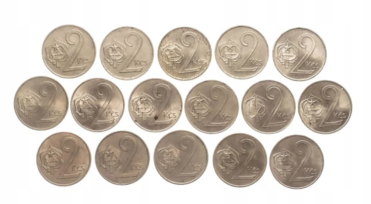 Czechosłowacja, zestaw monet obiegowych, 2 korony 1972-1991