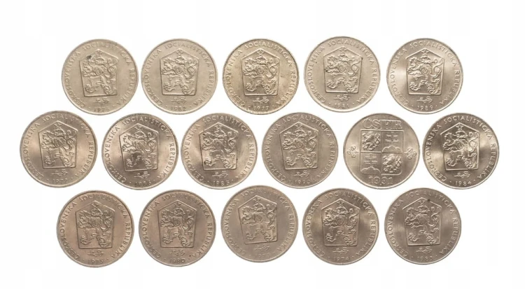 Czechosłowacja, zestaw monet obiegowych, 2 korony 1972-1991