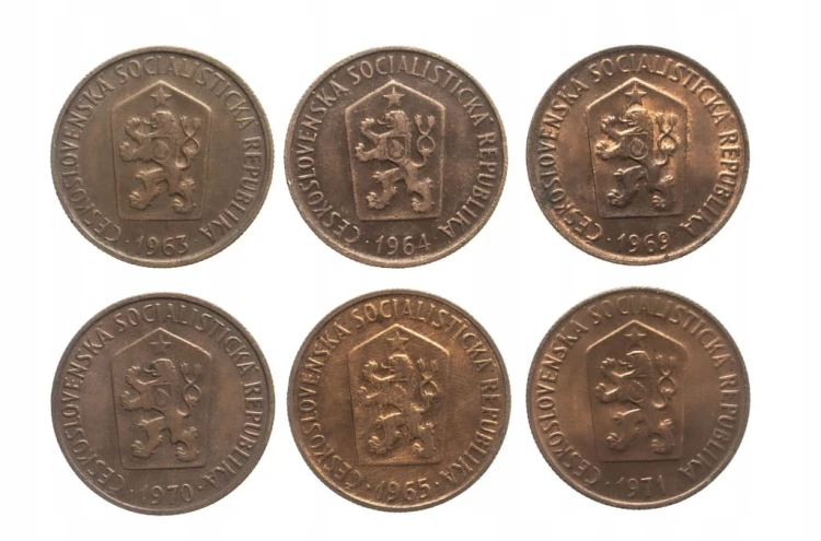 Czechosłowacja, zestaw monet obiegowych, 50 halerzy 1963-1971
