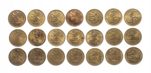 Czechosłowacja, zestaw monet obiegowych, 20 halerzy 1972-1992