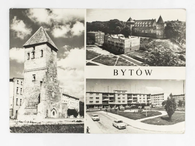 BYTÓW - WIEŻA KOŚCIOŁA GOTYCKIEGO, ZAMEK POKRZYŻACKI, RYNEK 1974
