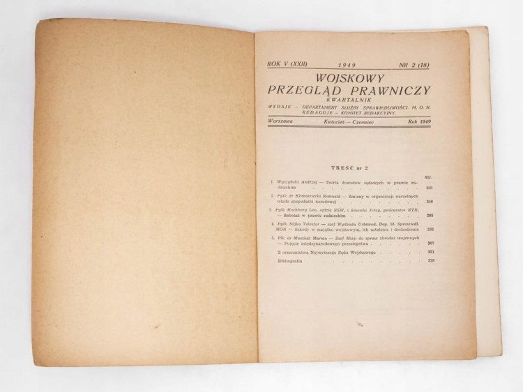 STARA KSIĄŻKA WOJSKOWY PRZEGLĄD PRAWNICZY PRASA WOJSKOWA ŁÓDŹ 1949