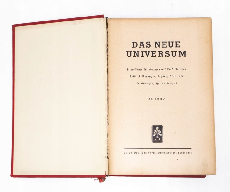 STARA KSIĄŻKA NIEMIECKA DAS NEUE UNIVERSUM 1939