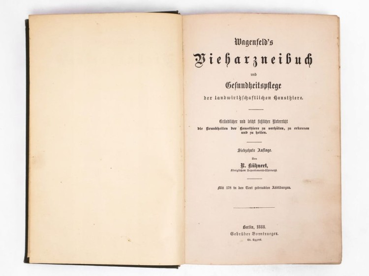 STARA NIEMIECKA KSIĄŻKA O OPIECE I ZDROWIU ZWIERZĄT HODOWLANYCH BERLIN 1888