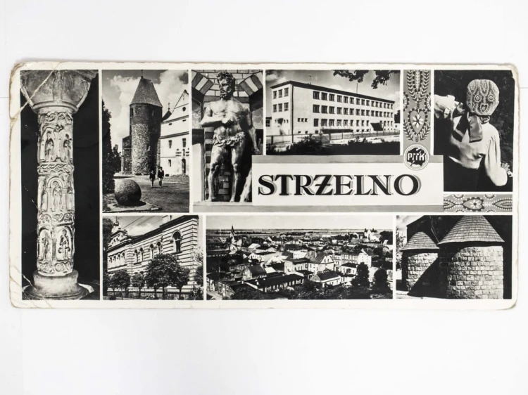 STRZELNO - KOŚCIÓŁ ŚW. PROKOPA POSTAĆ MAŁACHOWSKIEGO NOWA SZKOŁA 1968
