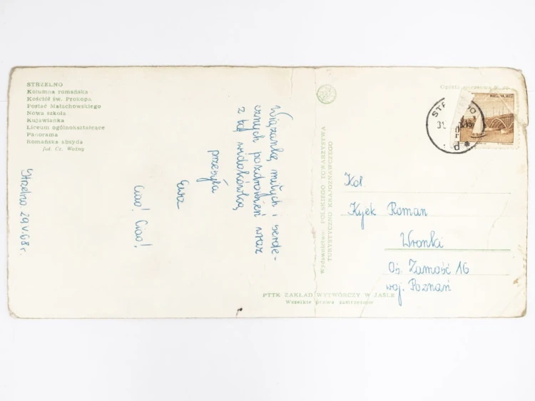 STRZELNO - KOŚCIÓŁ ŚW. PROKOPA POSTAĆ MAŁACHOWSKIEGO NOWA SZKOŁA 1968