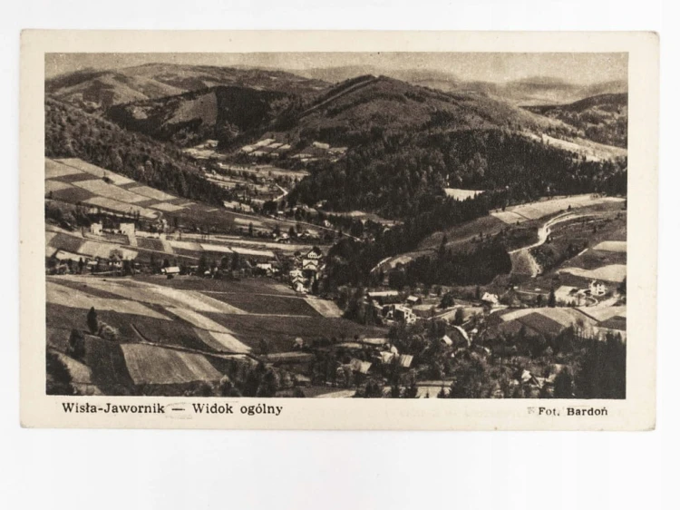 WISŁA - PANORAMA Z WIDOKIEM NA RZEKĘ JAWORNIK LATA 50.