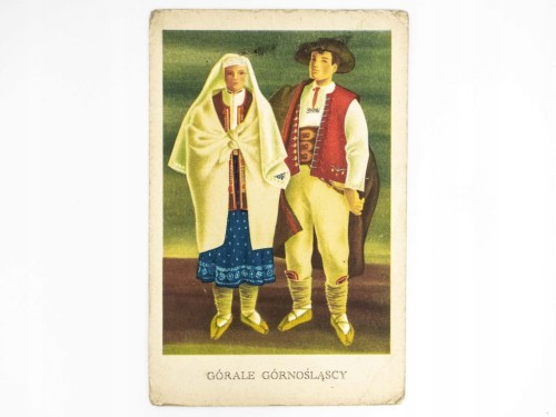 STARA POCZTÓWKA - GÓRALE GÓRNOŚLĄSCY POLSKIE STROJE LUDOWE POZNAŃ 1954