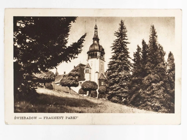 ŚWIERADÓW ZDRÓJ - DOM ZDROJOWY I FRAGMENT PARKU DAWNIEJ WIENIEC ZDRÓJ 1951
