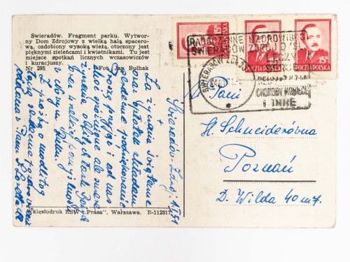 ŚWIERADÓW ZDRÓJ - DOM ZDROJOWY I FRAGMENT PARKU DAWNIEJ WIENIEC ZDRÓJ 1951