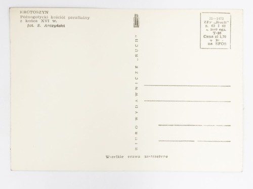 KROTOSZYN - PÓŹNOGOTYCKI KOŚCIÓŁ PARAFIALNY 1968